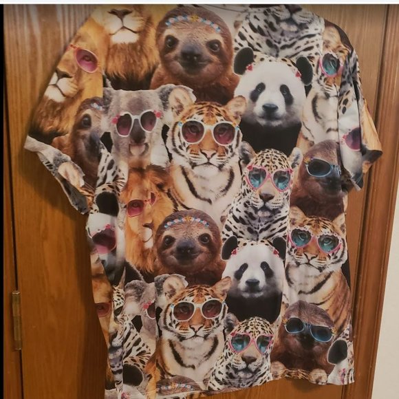 Secret Treasures Fun zoo animal sunglasses Womens top size Large - Picture 2 of 3